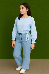 Dori Elastic Waist Rough Denim Trousers