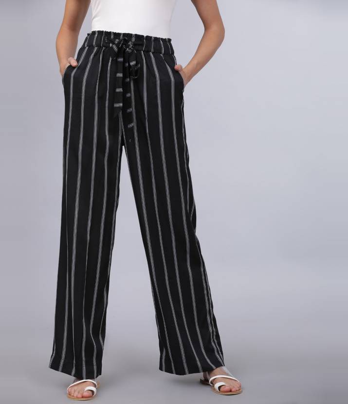 Women's Palazzo Pants Solid and Stripe Culottes Trousers