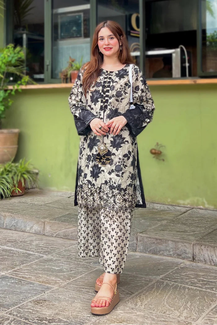 BEST SELLING - BLACK ELVIS Khadar 2PC EMBROIDERED DRESS