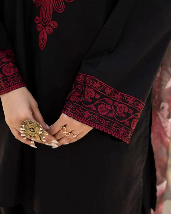 Zaroon – Luxury Embroidered 3-Piece Lawn Set with Farshi Shalwar