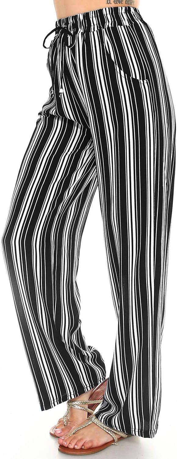 Women's Palazzo Pants Solid and Stripe Culottes Trousers