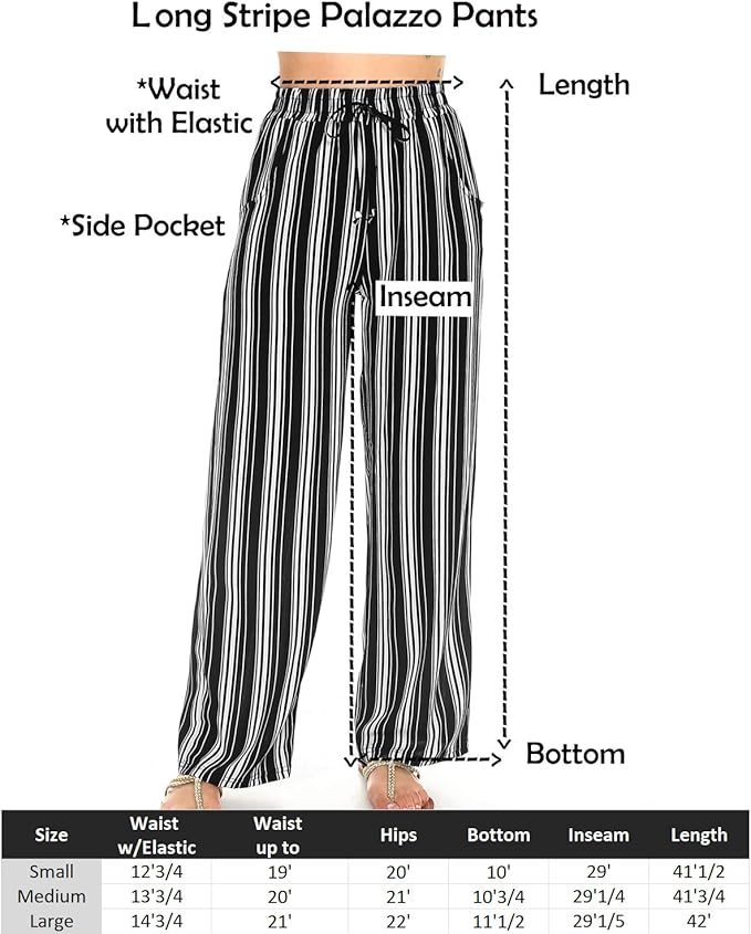 Women's Palazzo Pants Solid and Stripe Culottes Trousers