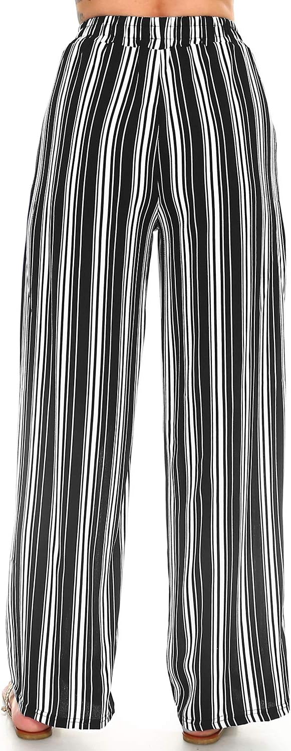 Women's Palazzo Pants Solid and Stripe Culottes Trousers