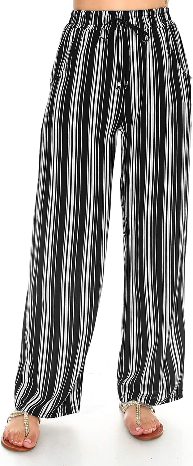 Women's Palazzo Pants Solid and Stripe Culottes Trousers