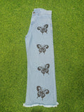 High Waist Wide Leg Black Butterfly Print Flapper Pant/Jeans For Girls