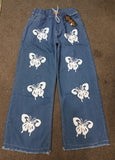 Butterfly Print Elastic Flapper Pant/Jeans For Girls