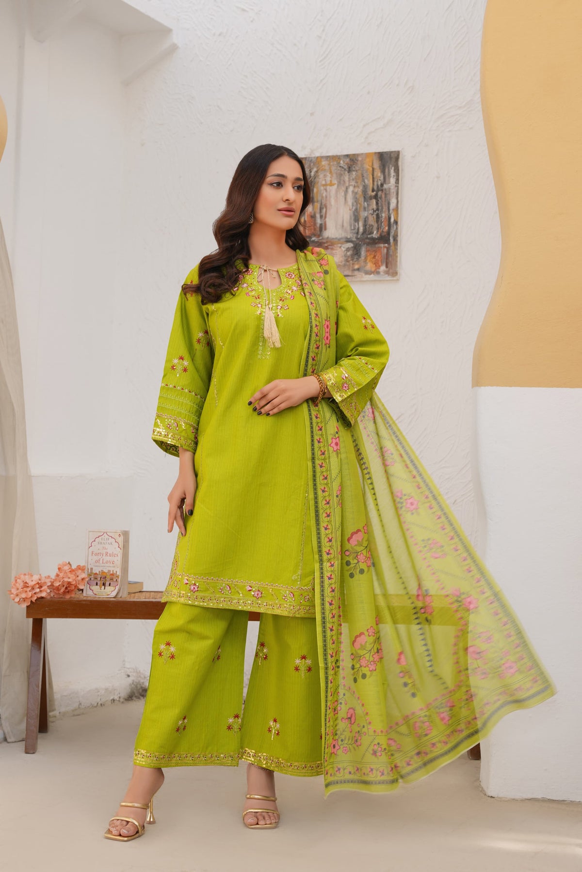 Doria Cotton Embroidery 3Pc Stitched Suit