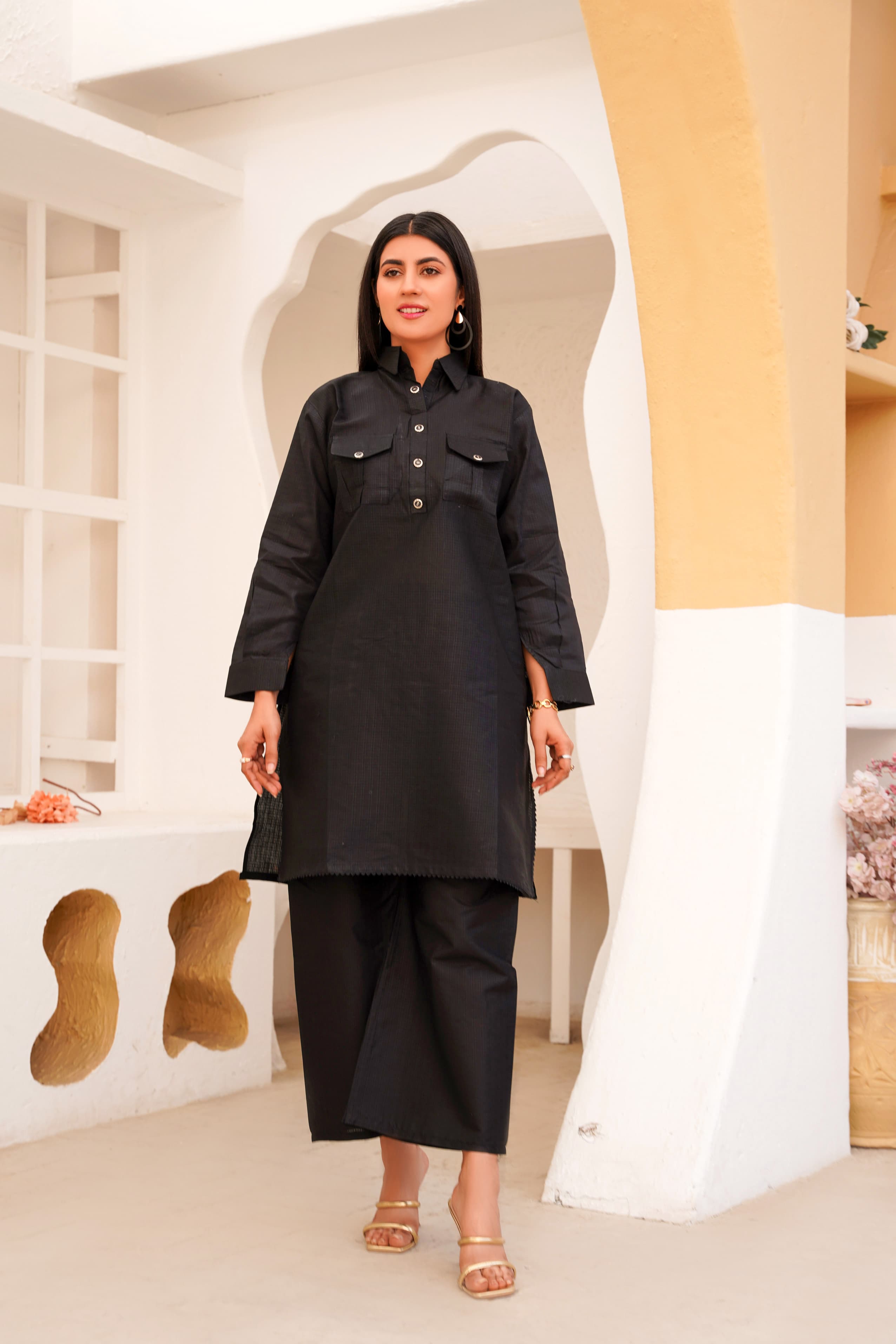 Doria Cotton Pocket Style 2Pc Stitched Suit