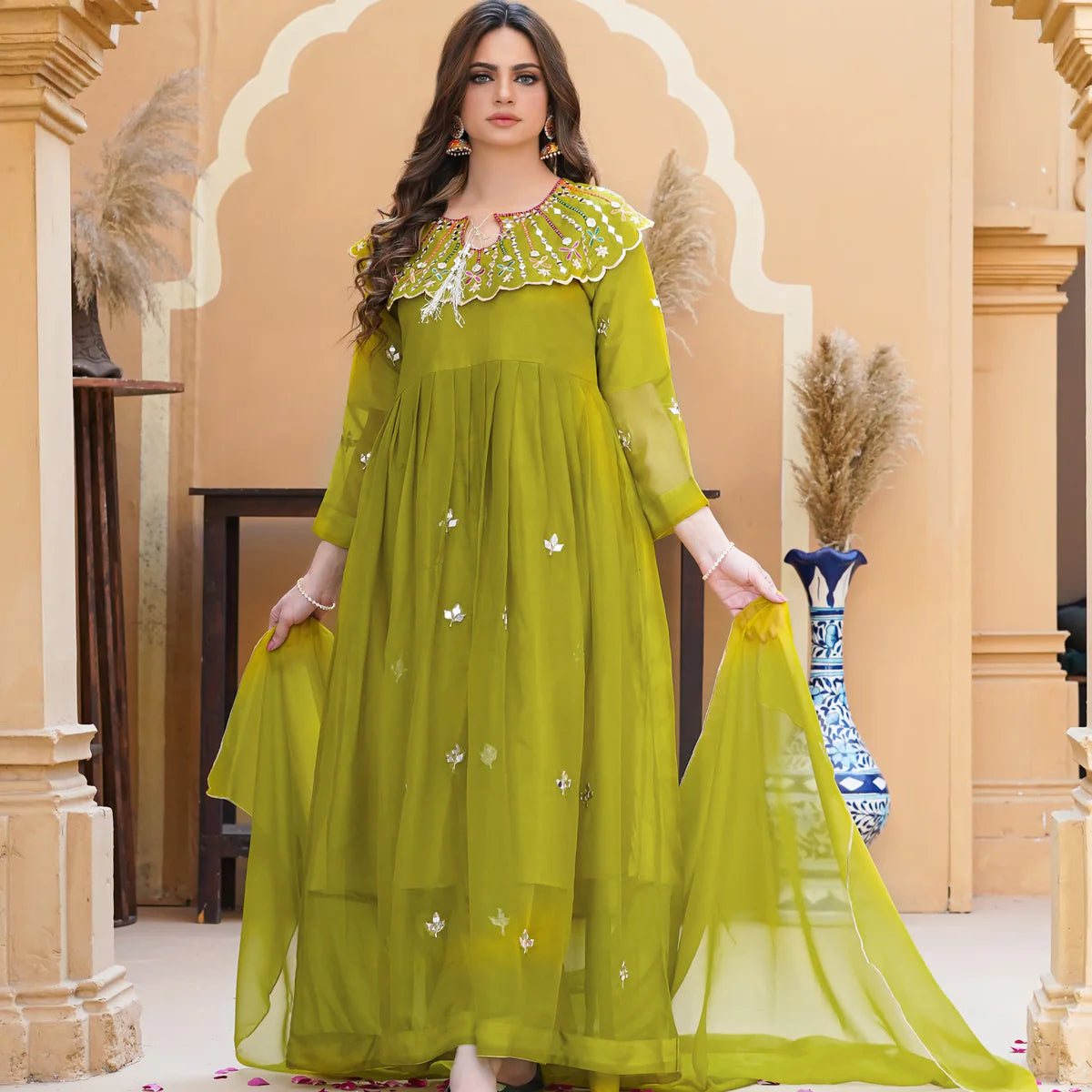 Muntaha Chiffon Embroidery Maxi 3Pc