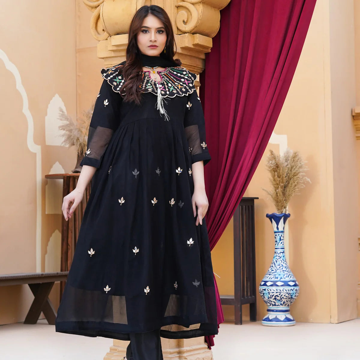 Muntaha Chiffon Embroidery Maxi 3Pc