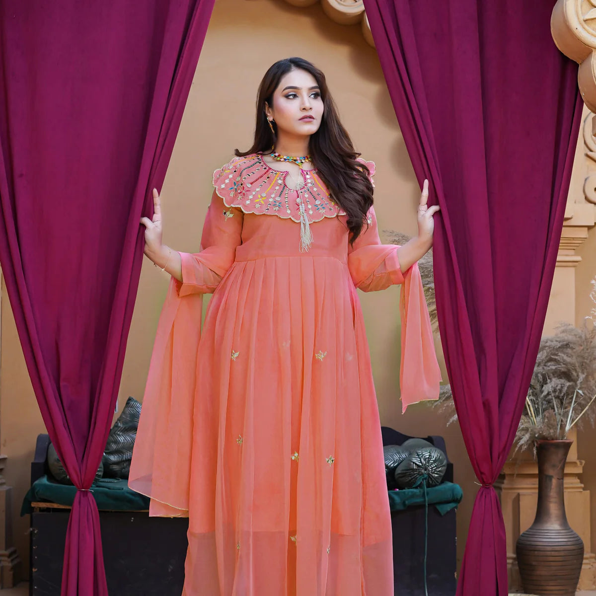 Muntaha Chiffon Embroidery Maxi 3Pc