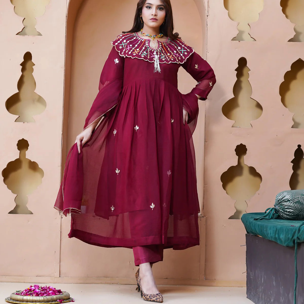 Muntaha Chiffon Embroidery Maxi 3Pc
