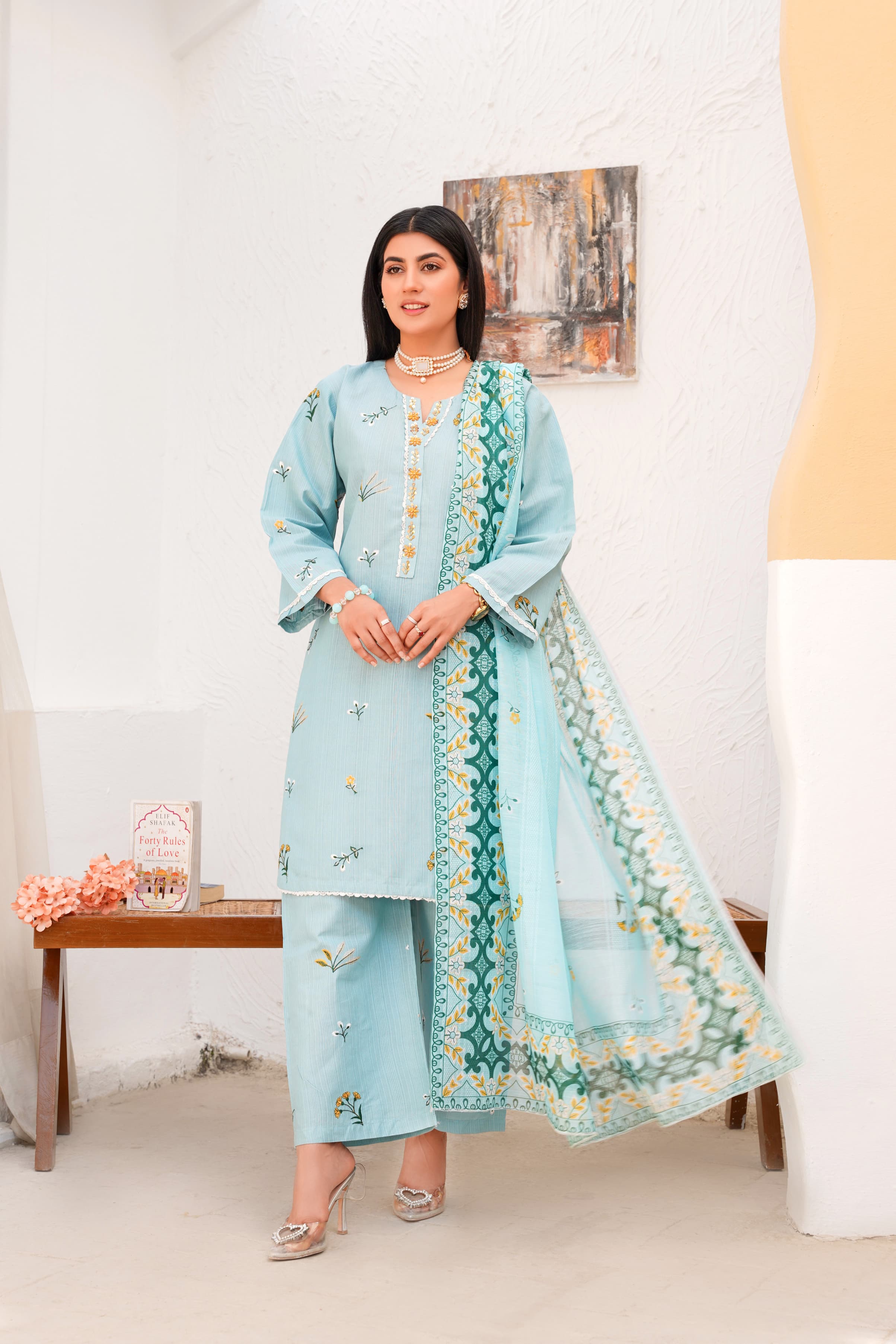 Doria Cotton Embroidery 3Pc Stitched Suit