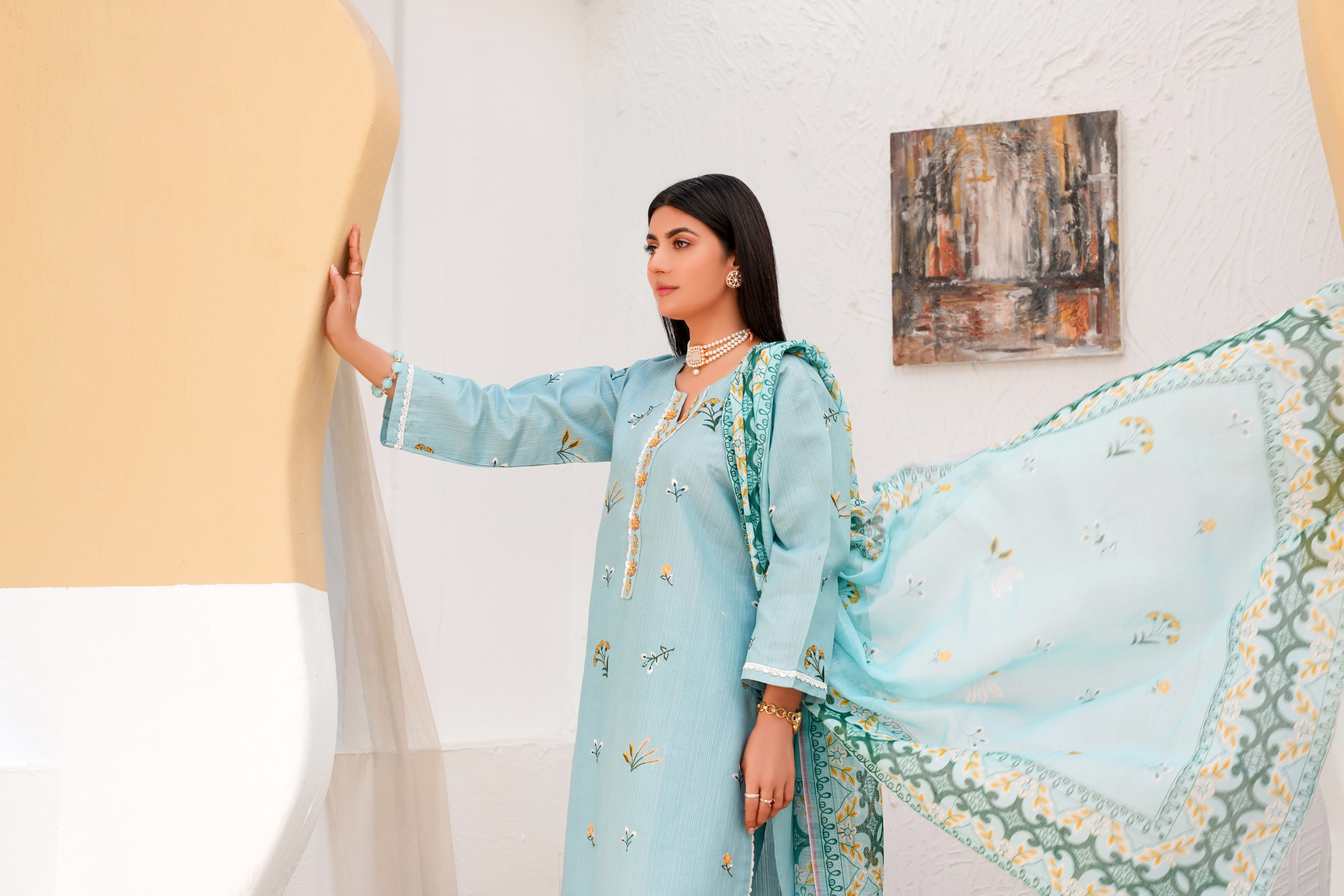 Doria Cotton Embroidery 3Pc Stitched Suit