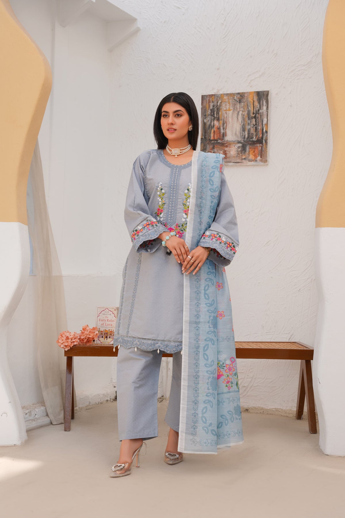 Doria Cotton Embroidery 3Pc Stitched Suit