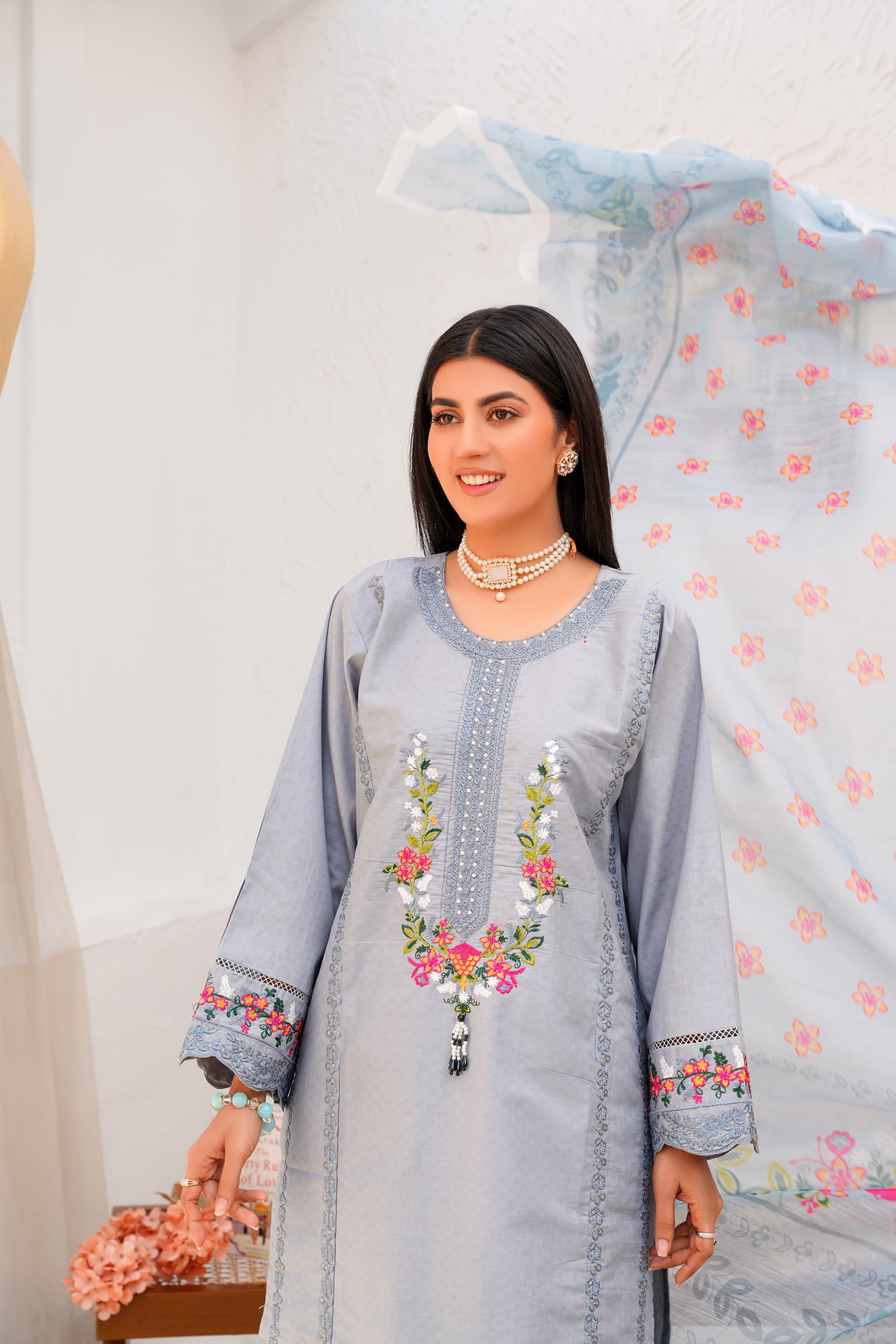 Doria Cotton Embroidery 3Pc Stitched Suit