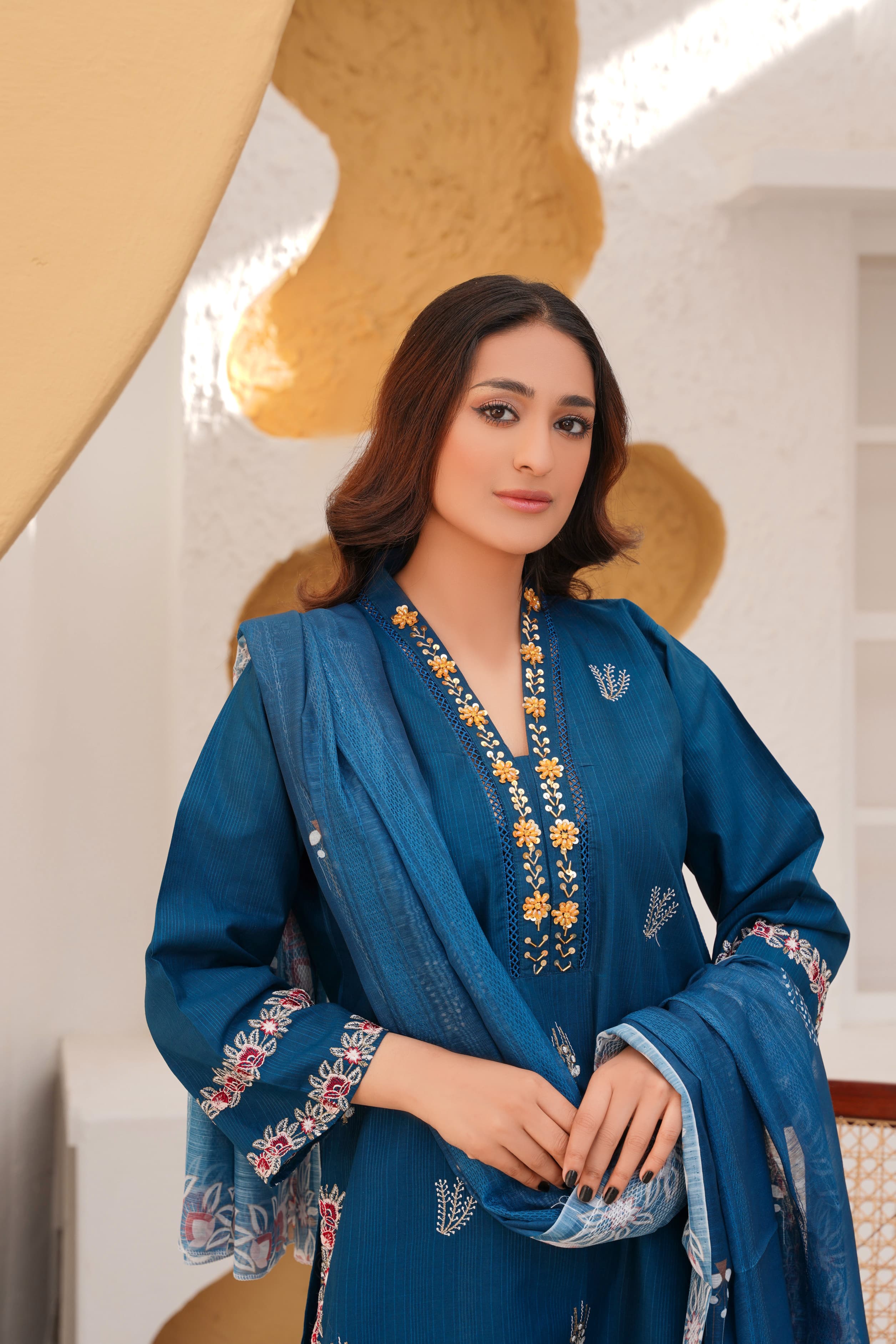 Doria Cotton Embroidery 3Pc Stitched Suit
