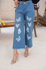 BETTERFLY DESIGN PRINTED FLAPPER JEANS PANT
