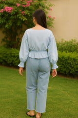 Dori Elastic Waist Rough Denim Trousers