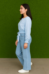 Dori Elastic Waist Rough Denim Trousers