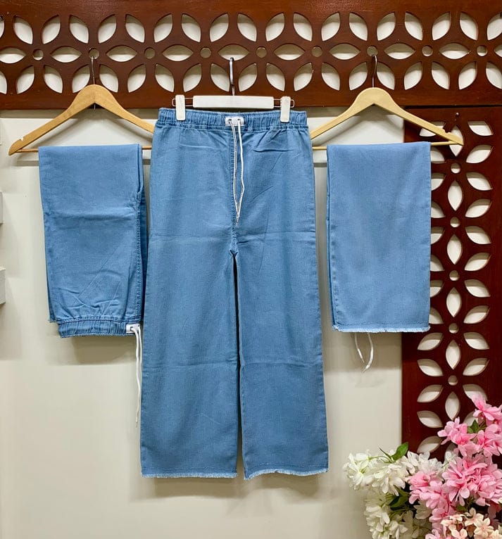 Dori Elastic Waist Rough Denim Trousers